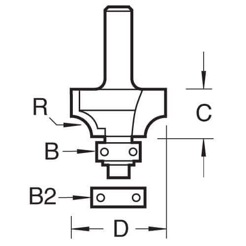 Trend Professional Bearing Guided Ovolo Router Cutter, 22.2mm Radius, 1/2 Inch Shank, 57.1mm Cut Diameter & 25.4mm Cut Length - Image 3