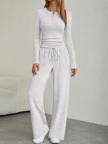 Trendy Queen Women's 2 Piece Matching Lounge Sets Fall Fashion Two Pieces Sweat Outfits Long Sleeve Wide Leg Pants Tracksuits2