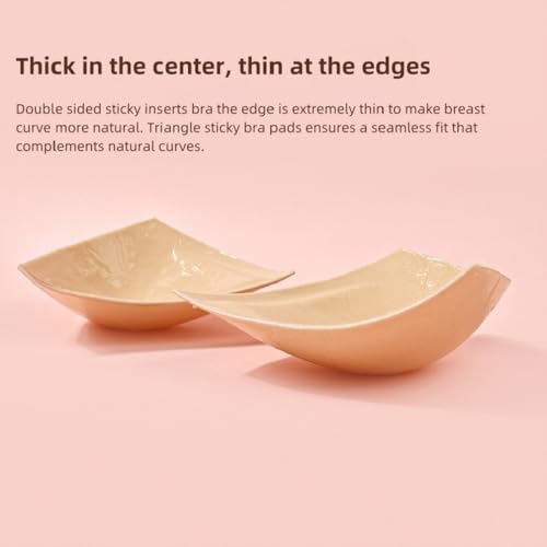 Image of DEPOVOR Large Size Double-Sided Sticky Inserts Lightly Padded for D+ Cups, Reusable Adhesive Lifting Bras for Large Bust Beige