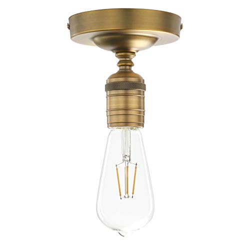 Image of Phansthy Semi Flush Mount Ceiling Light Fixture, Vintage Industrial Close to Ceiling Light, Pendant Light Fixture Ceiling for Bedroom Kitchen Living Room Dining Room (Minimalist -Antique)