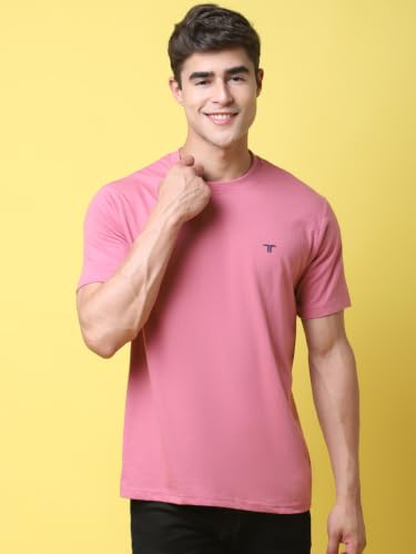 Image of Pinkmint Men's Cotton Blend T-Shirt ll Soild Round Neck T-Shirt ll Stylish Half Sleeve T-Shirt's (Pack of 1)