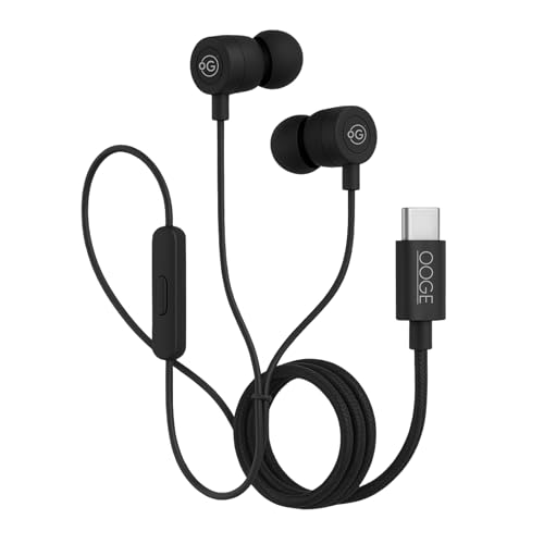 OOGE Beat 14 Type C in-Ear Earphones with Sound Pulse & Heavy Bass, Durable Wire, All-in-One IC, Universal Compatibility (Black)