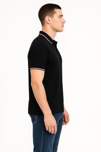 Image of Mens Pique Polo T-Shirt | Cotton Rich, Smart Fit Polo with Embroidered Logo | Casual & Sports Wear | Polo T-Shirt for Men