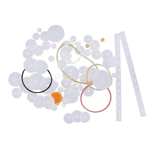 SEIWEI 60 Pcs Plastic Gear Pulley Belt Crown Gear Set Robot Car Motor DIY Parts Assortment for DIY Model Technology Production