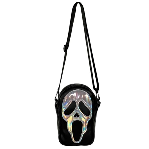 Halloween Crossbody Bag Reflective Ghost Face Purse for Women Men Halloween Accessories