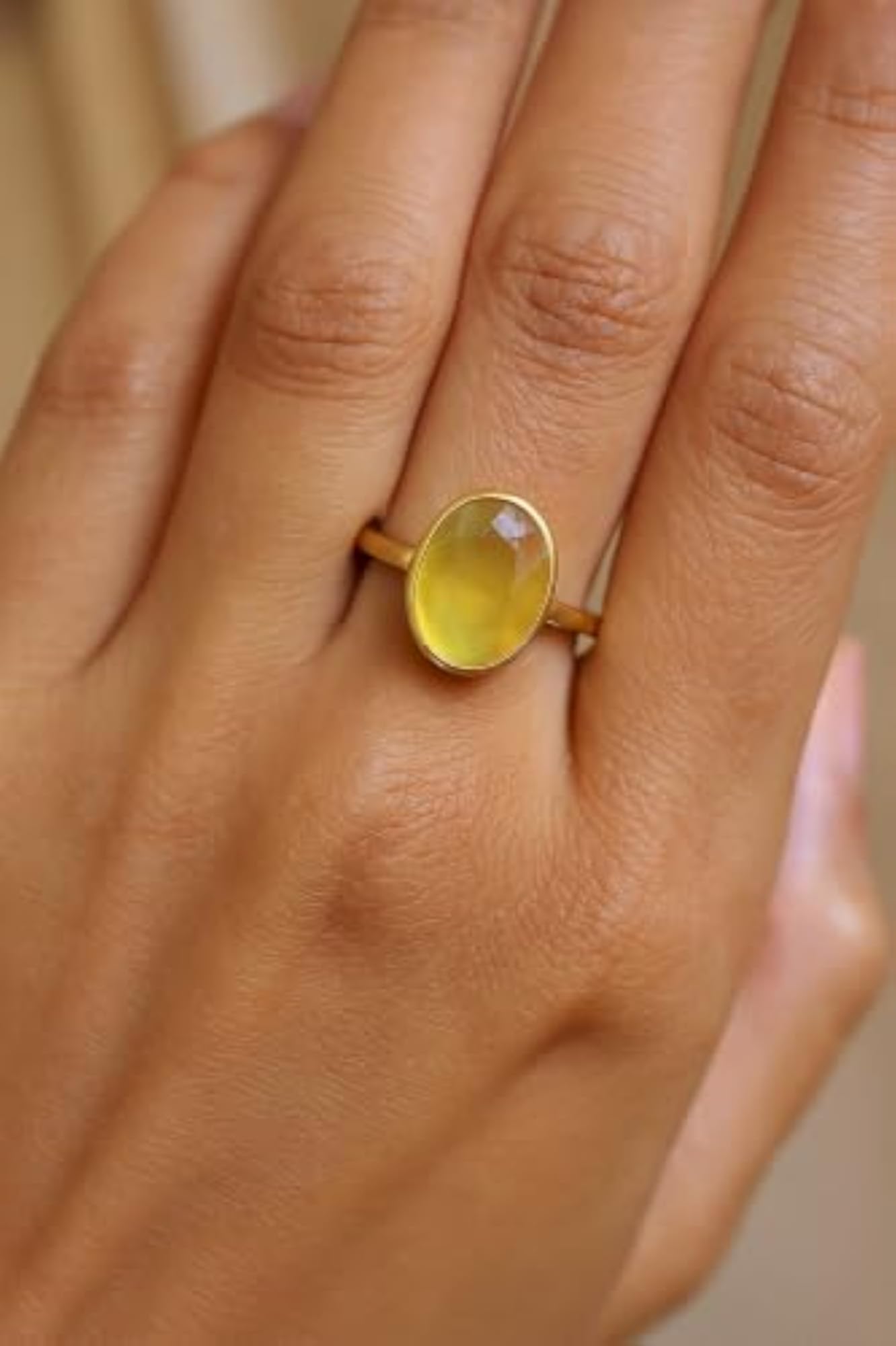 Women's 12.25 Ct Yellow Sapphire Handcrafted Panchdhatu Adjustable Ring