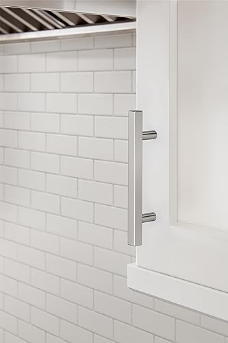 Image of Amerock 10 Pack 3-3 /4 inch Bar Pulls Square Polished Chrome Drawer Pull | 3-3 /4 inch (96mm) Center-to-Center Mounting Distance and 6-1 /16 inches Overall Length, Durable Zinc Cabinet Hardware