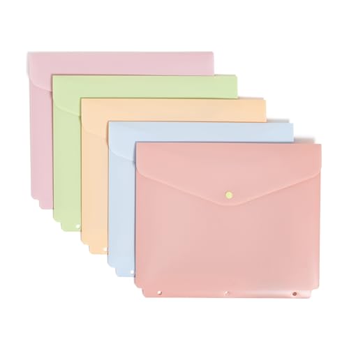 U Brands Binder Pocket 5 Pack Super Heavyweight Poly Binder Document Holder for 3 Ring Binder Organizer File Folders Side Loading Letter Size Saccharine Fields Color Pallet (7326T04-24)