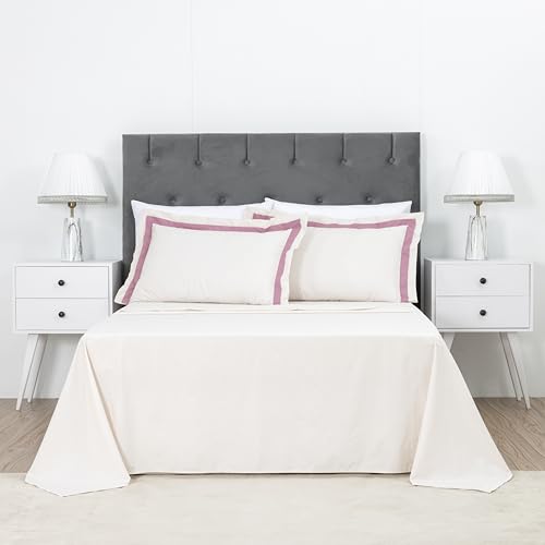 Dreamology Set di lenzuola in percalle, leggero, morbido e traspirante | Set di lenzuola in percalle di cotone | Lenzuola di qualità alberghiera (Écru, matrimoniale)