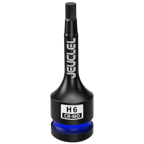 JEUCLEL 6mm Hex Impact Bit Socket H6 1/2 Drive Allen Socket Cr-Mo Steel