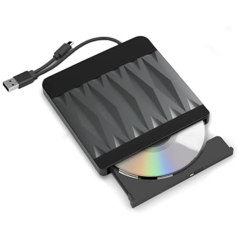 External CD/DVD Drive for Laptop USB 3.0 CD ROM Burner Slim Portable CD Reader DVD Player Reader Writer Optical Disc Drive Compatible with Laptop Desktop PC Windows 11/10/8/7 Linux OS Mac Cover