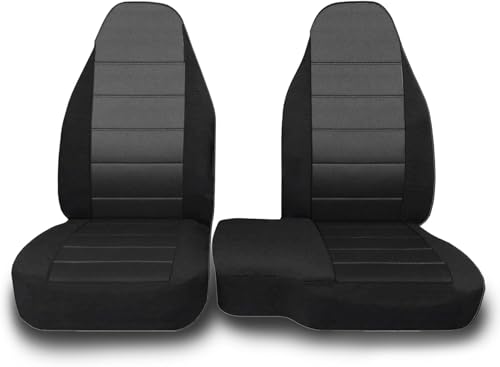 ESMING 2Pcs 60/40 Cloth High Back Bench Seat Cover for Ford Ranger XLT 1998 1999 2000 2001 2002 2003-Without Console Cover-Dark Black