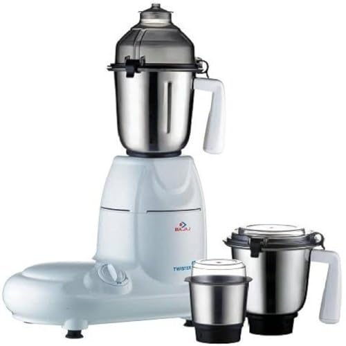 Bajaj Twister Mixer Grinder, 750W, 3 Jars (White)