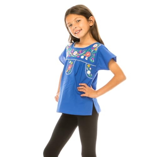 Image of unik Girls Cotton Embroidered Floral Blouse for Birthdays, Cultural Events, Cinco De Mayo