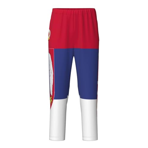 Two Tone American Kids Full Print Bottoms ，Soft Cotton-Like Fabric, Elastic Waist For Casual Play And Daily Wear