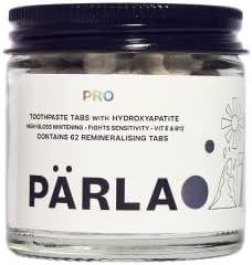 PÄRLA PRO Remineralising Whitening Toothpaste Tablets | 62 Tabs, 1 Month Supply | Sustainable Packaging | Hydroxyapatite Enamel Repair for Sensitive Teeth | Gluten Free & Vegan | Refillable Jar