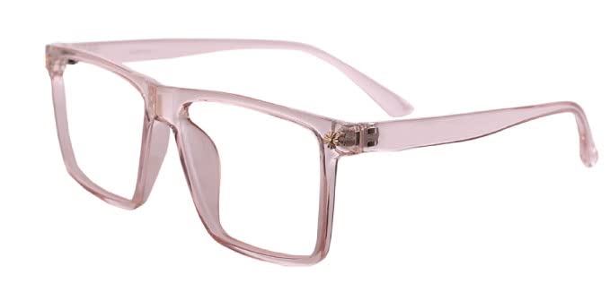 LensKandy Rectangular | Zero Power Antiglare & Blue Cut Computer Glasses | UV Protection Specs For Women | Pink | Large