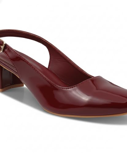 Image of JM LOOKS Women's Slingback Closed Toe Block Chunky Low Heel Pumps - 2. Inches Office Wedding Party Dress Shoes