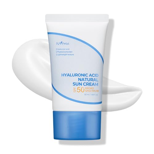 ISNTREE Hyaluronic Acid Natural Suncream 50ml, 1.69 fl oz | SPF 50 | Korean Skincare | Moisturizing | No White Cast | Korean Sunscreen | Broad Spectrum | Mild Formula