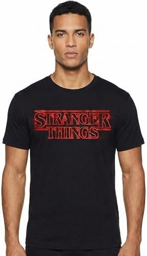 Stranger Things Classic Logo Eleven Adult T-Shirt, Black, XX-Large