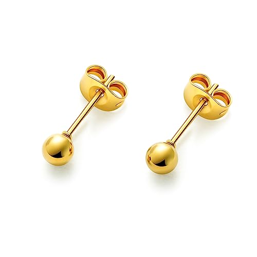 HSP サージカルステンレス ピアス 4mm ボール ゴールド 1ペア 両耳用 メンズ レディースの商品画像（Amazon）