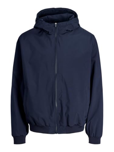 JACK & JONES Jjecharge - Chaqueta ligera con capucha para hombre, color azul marino, talla L, Blazer azul marino, L