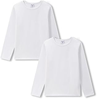 Camiseta Niño Manga Larga Basica Cuello Redondo Algodón Suave Elastico Otoño Invierno Tallas 3,4,5,6,8,10,12,14 Color Blanco Gris Negro