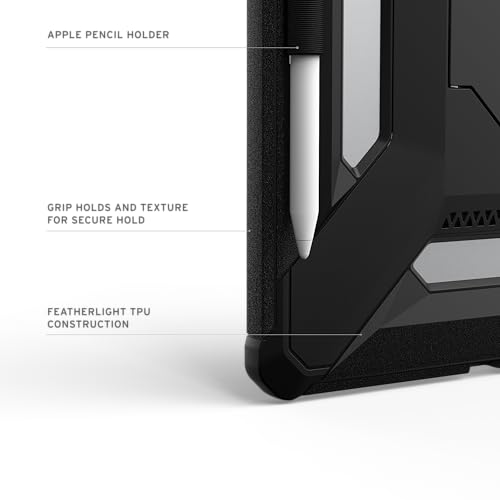 Image of Urban Armor Gear UAG Designed for iPad Air 11 inch Case (8th /7th /6th Gen, M5 /M4 /M2) (A3360, A3361, A3362) Scout Plus Rugged Protective Cover with Kickstand and Pencil Holder - Black