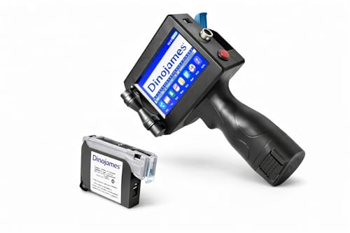 Image of dinojames Handheld Inkjet Printer 12.7mm | 4.3 inch Touchscreen Portable Batch Coding Machine | 600 DPI for Date, MRP, Expiry, Barcode & QR Code Printing