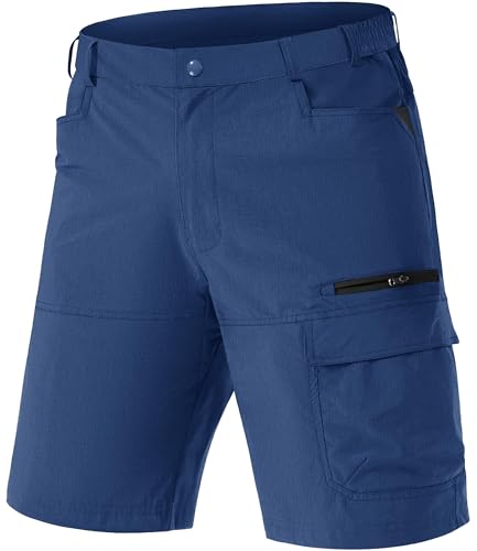 TACVASEN Mens Cargo Shorts Lightweight Quick Dry Work Walking Summer Shorts with Pockets for Hiking Outdoor Golf Fishing Blue 34