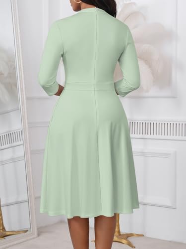 Image of PinkPatty Women's Casual A-line Midi Dresses 3 /4 Sleeve V Neck Fit and Flare Dress with Pockets