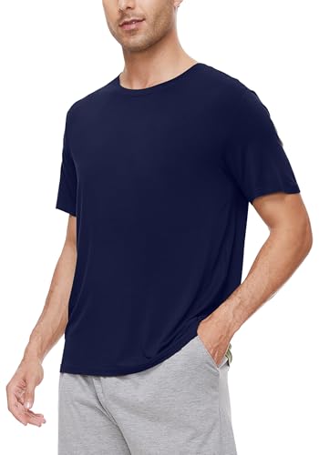 WiWi Men's T-Shirts Classic Soft Tee Viscose from Bamboo Loungewear Lightweight Short Sleeves Pajama Sleep Shirt S-XXL3
