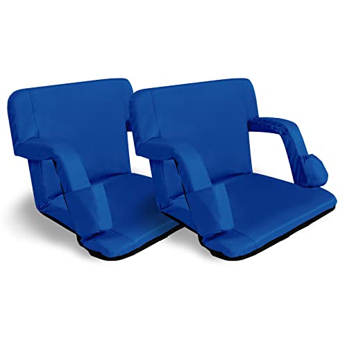 Bleacher Seat 24” Wide for Bleachers,Folding Stadium Chair Lightweight with Back Support,Thick Padding,Anchor Straps and 4 Pockets,Waterproof&Durable,Ideal for Sport Events,Camping