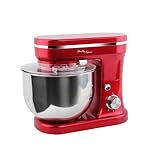 Healthy Choice Kitchen 400W Stand Mixer - Red, Planetary Mixing, Robust Gear Mechanism, Electronic Speed Settings, 5L Stainless Steel Bowl, Pouring Shield - Accessories Include - Red