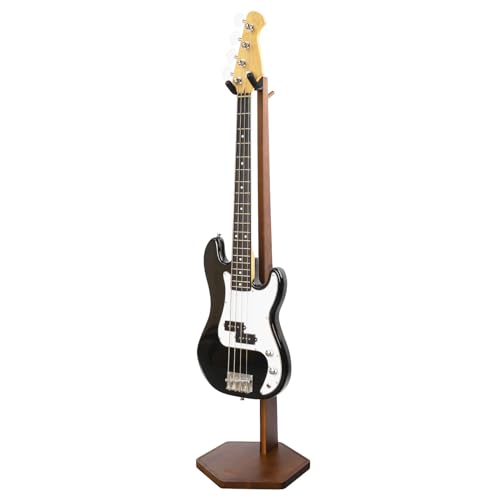 STRICH Bass Guitar Stand, HardWood 44.1' Height Floor Guitar Dispaly, Walnut Guitars Holder with Hanger for Home, Studio (FH-2, Bass Display)