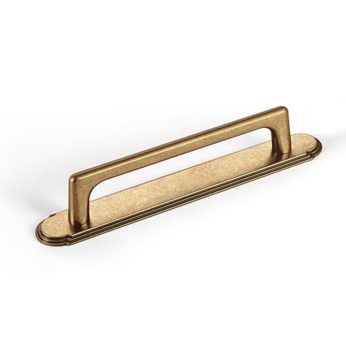 Goo-Ki Antique Brass Cabinet Pulls with Backplate Zinc Alloy Cabinet Handle with 5(128MM) Hole Centers 2 Pack
