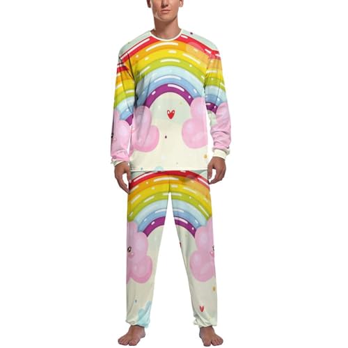 Pyjama homme Nuages Arc-en-Ciel : fini les nuits fraîches grâce à cet ensemble douillet