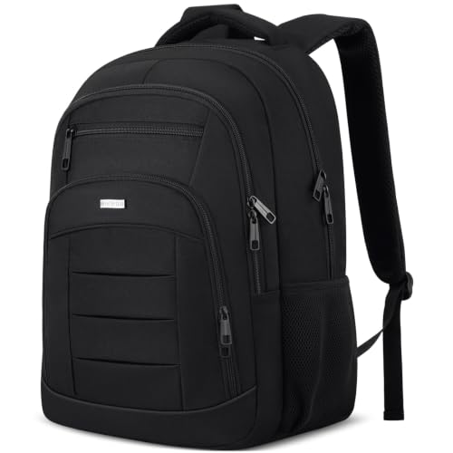 BIKROD Travel Laptop Backpack for Men and Women, Black School Backpacks for Teen Boys and Girls, Water Resistant Back Pack, Business Sturdy Computer Bag
