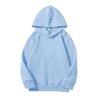 Boys Girls Plain Hoodie with Pocket Loose Hoodies Kids School Jumper Solid Color Long Sleeve Hooded Sweatshirt Cotton Sports Pullover Outdoor