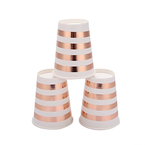 FTVOGUE Rose/Goud/Gestreept Papier Bekers/Rietjes Wegwerpservies Feestbenodigdheden voor Verjaardagsfeest Bruiloft - Afbeelding 3