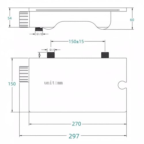 Robinetterie de douche et de bain chrome avec mitigeur mural - 7