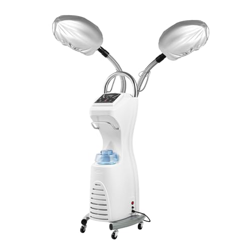 7 in 1 Professional Stand Hair Steamer Freestanding Salon Dryer with Rolling Base Floor Hooded Treatment Perming Machine Freestanding Rotating Salon Hair Dryer for Hair Care, Scalp Treatment