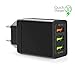 Produktbild MyGadget 3 Port USB Ladegerät Schnellladegerät Quick Charge 3.0 30W [QC / 2X 2.4 A] Netzteil Adapter für Samsung, HTC, LG Smartphone & Tablet - Schwarz