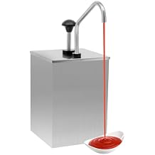 Sauce Dispenser Pump, 4L/4.2QT Commercial Stainless Steel Squeeze Condiment Pump Station for Syrup Salad Dressing Ketchup Seasoning Sauce