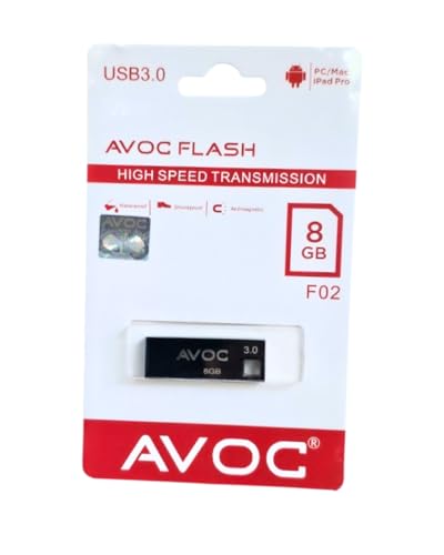 Image of AVOC HIGH Speed Metal USB 3.0 Flash Drive - High Read Speeds up to 15MB /s & Write Speeds up to 10MB /s - Ideal for Data Transfer & Storage - (AVOCPD /F02) (8, GB)