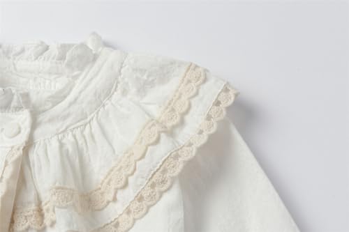 Image of Mud Kingdom Girls Blouse Shirts Spring Fall Long Sleeve Button-Down Top Ruffle Collar