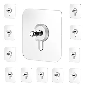 Jialto Stainless Steel, PVC, ABS Nail Free Seamless Adhesive Non-Trace No Drilling Installation Hanging, Waterproof Screws Wall Hook (Transparent) - 10 Pack