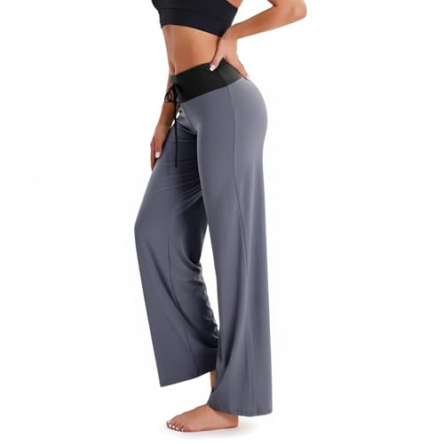 Image of TNNZEET 3 Pack Women's Wide Leg Pants with Pockets - Casual Loose Yoga Trouser Pants Sweatpants Palazzo Lounge Pajama Pants