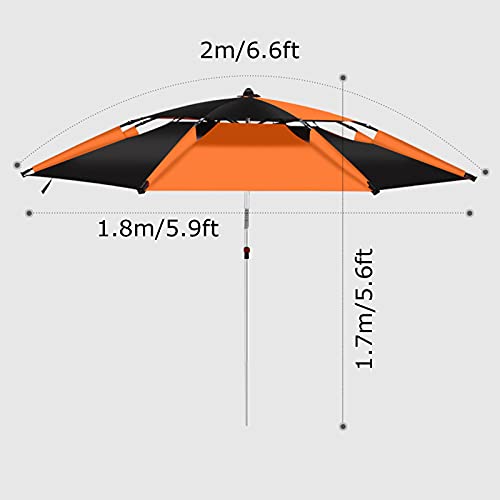 Parasol de terraza robusto de doble capa con tratamiento negro denso 7
