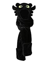 dressfan 3 in 1 Plüsch Schwarz Drachen Hut Schal Handschuhe Set für Damen & Herren, Weicher Winter Warme Beanie Hut, Neuheit Lustige Geburtstagsgeschenke